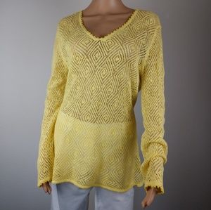 Sigrid Olsen Yellow Diamond Knit Tunic sz M NWOT